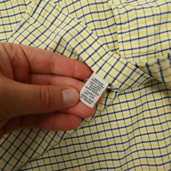 Ralph Lauren Vintage Custom Fit Yellow Navy Check Button Up Shirt size Medium - Picture 7 of 8
